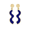 Goldtone And Navy Blue Squiggle Drop Earrings