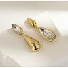 Goldtone Asymmetrical Crystal Teardrop Earrings