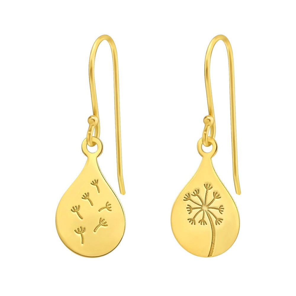 Goldtone Asymmetrical Floral Teardrop Earrings