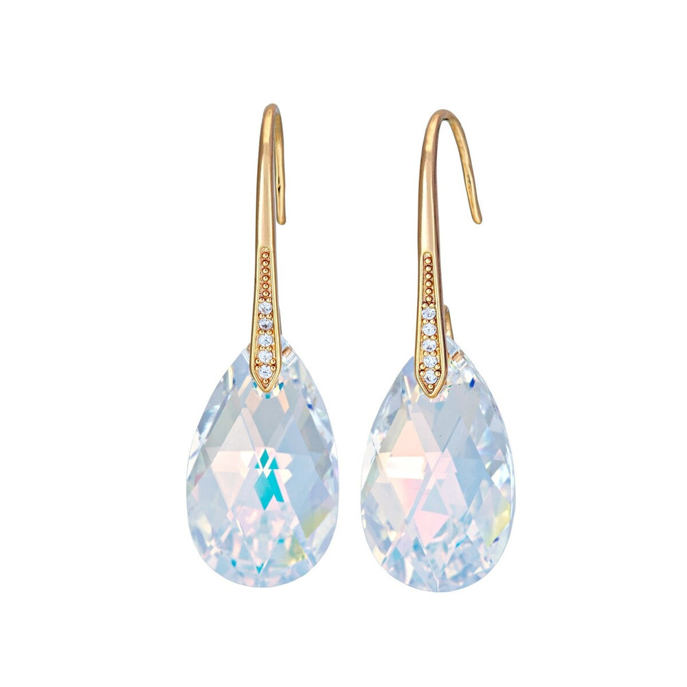 Goldtone Aurora Borealis Drop Earrings With Swarovski Crystals