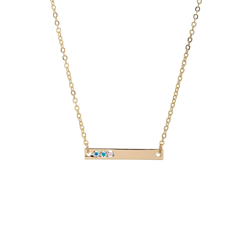 Goldtone Bar Necklace with Aurora Borealis Swarovski Crystals - White