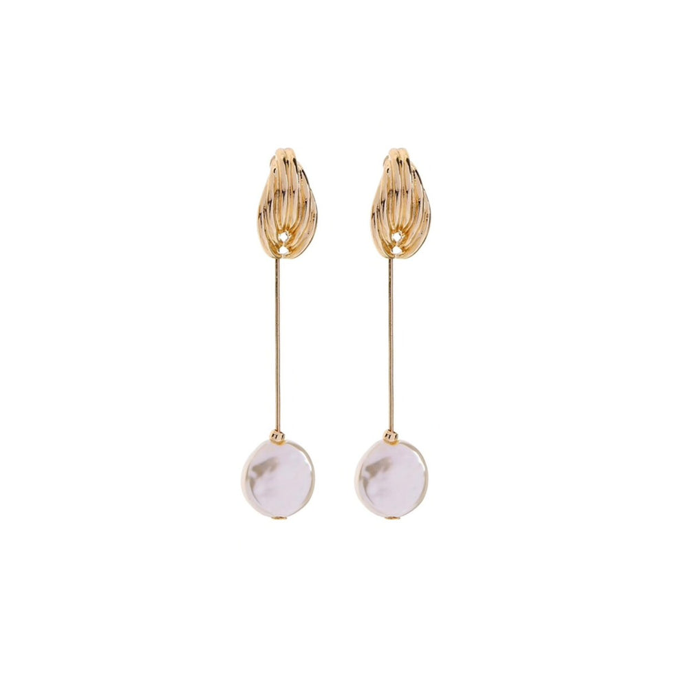 Goldtone Bar & Faux Pearl Drop Earrings