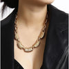 Goldtone Bib Necklace - White