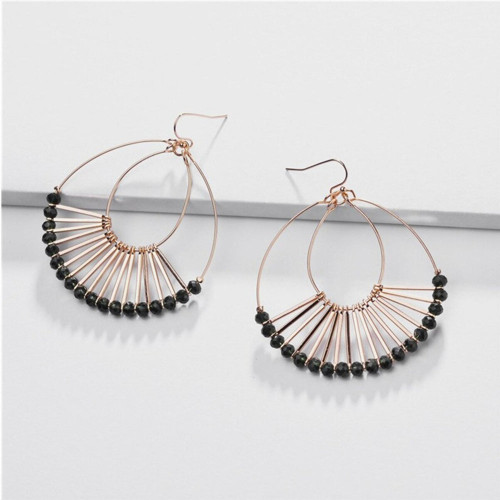 Goldtone Black Beaded Earrings