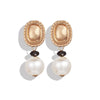 Goldtone Black Beaded Imitation Pearl Drop Earrings