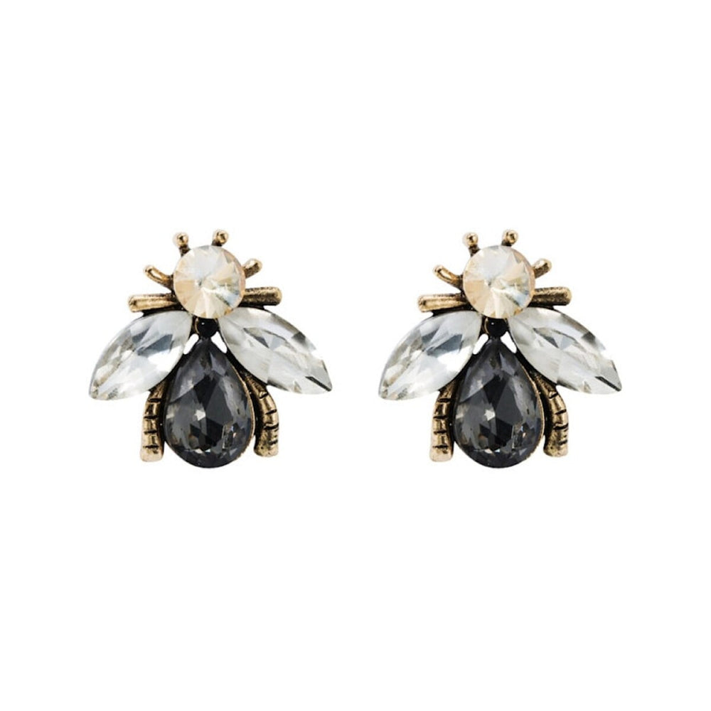 Goldtone Black Bee Stud Earrings