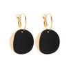 Goldtone Black Circular Hooped Earrings