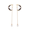 Goldtone Black Crescent Moon Earrings With Imitation Pearl