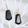 Goldtone Black Crystal Drop Earrings