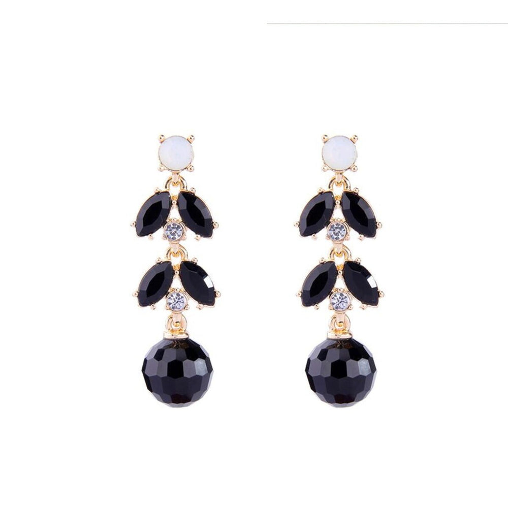 Goldtone Black Disco Ball Drop Earrings