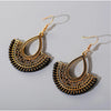 Goldtone Black Fanned Drop Earrings