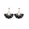 Goldtone Black Fanned Tassel Drop Earrings