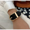 Goldtone Black Leather Belt Buckle Bracelet