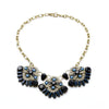 Goldtone Black Navy Bib Necklace - White