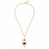 Goldtone Black Pendant Necklace - White