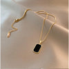 Goldtone Black Prism Pendant Necklace - White