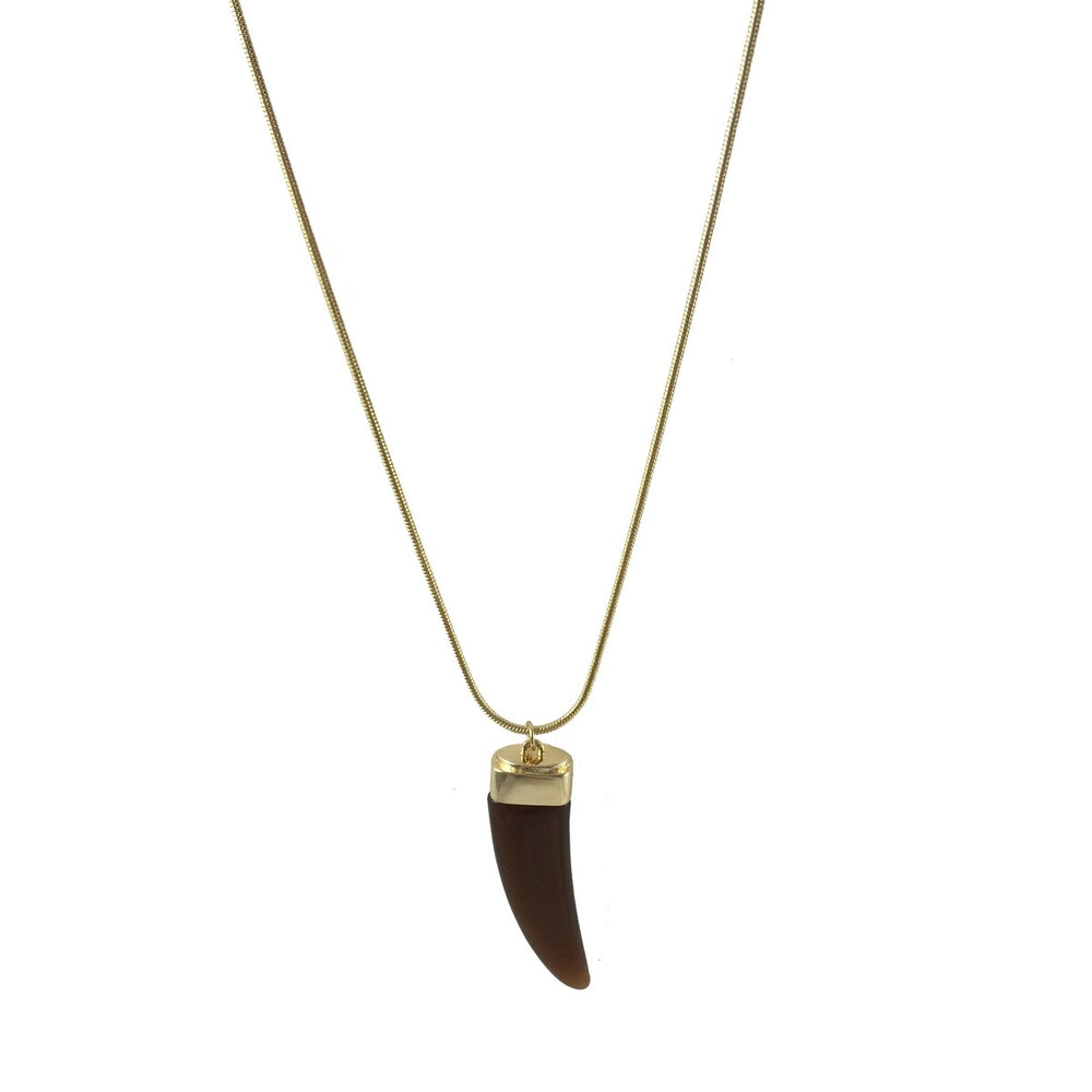 Goldtone Black Sharks Tooth Necklace - White