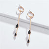 Goldtone Black Teardrop Bar Earrings