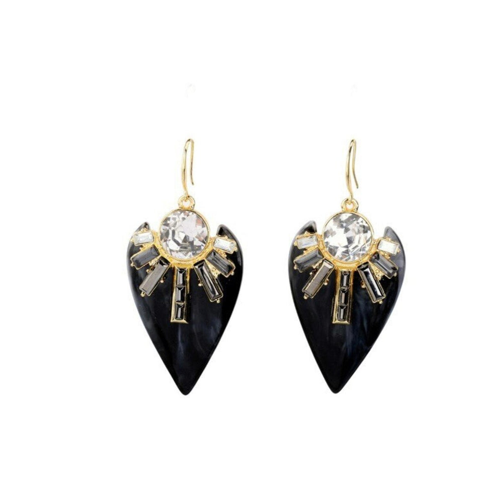 Goldtone Black Teardrop Earrings