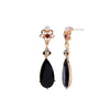 Goldtone Black Teardrop Vintage Drop Earrings