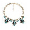 Goldtone Blue Art Deco Bib Necklace - White