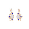 Goldtone Blue Art Deco Earrings