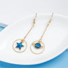 Goldtone Blue Asymmetrical Star And Planet Drop Earrings