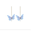 Goldtone Blue Butterfly Drop Earrings