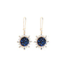 Goldtone Blue Crystal Sunflower Earrings