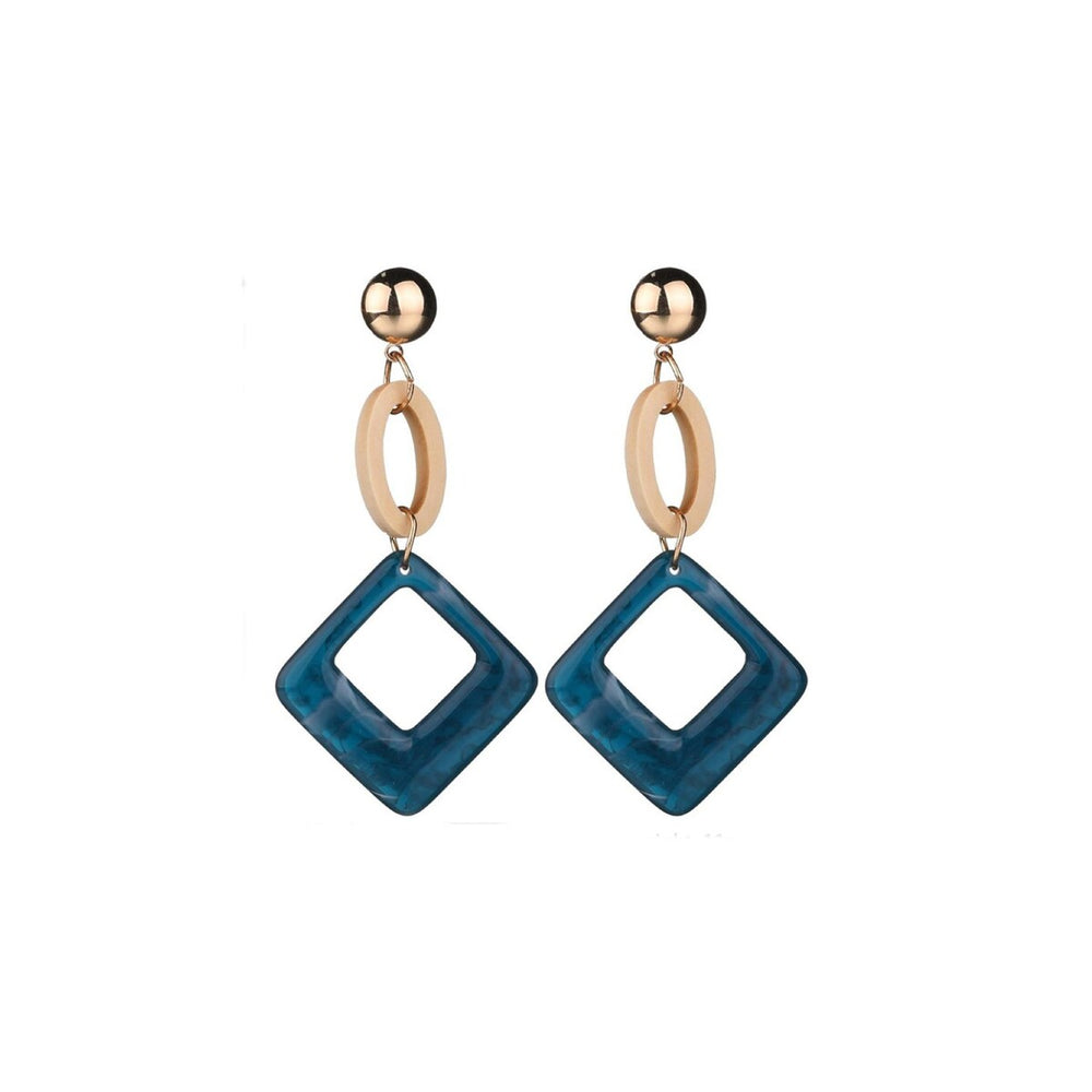 Goldtone Blue Drop Earrings