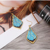 Goldtone Blue Faux Leather Drop Earrings