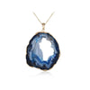 Goldtone Blue Geode Pendant Necklace - White