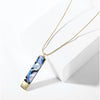 Goldtone Blue Marbled Rectangular Pendant Necklace - White