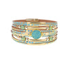 Goldtone Blue Mix Faux Leather Multi Strand Bracelet