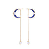 Goldtone Blue Moon Earrings With Imitation Pearl