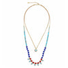 Goldtone Blue Multi Colored Layered Necklace - White