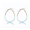 Goldtone Blue Oval Hoop Earrings