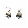 Goldtone Blue Paua Shell Cluster Drop Earrings