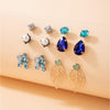 Goldtone Blue Set Of 6 Earring Sets