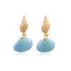 Goldtone Blue Shell Drop Earrings