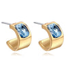 Goldtone Blue Swarovski Crystal Huggie Hoop Earrings