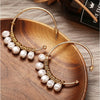 Goldtone Boho Statement Imitation Pearl Drop Earrings