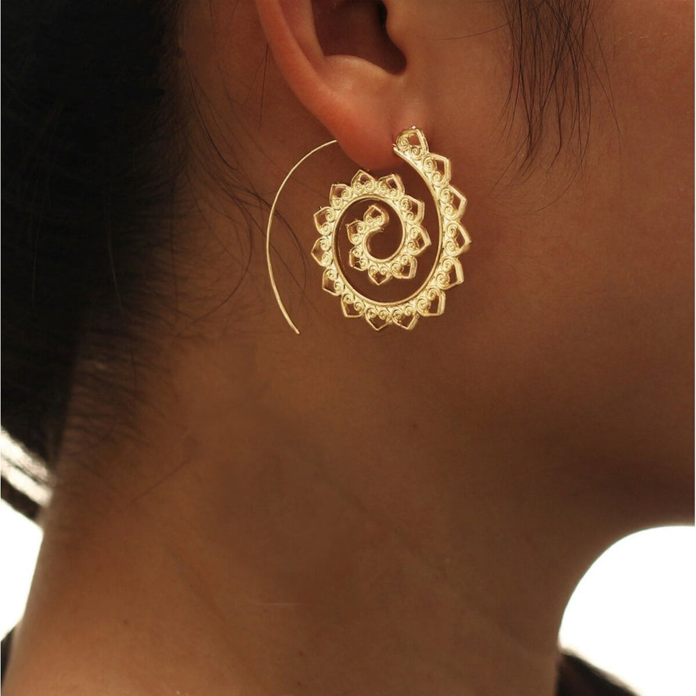 Goldtone Boho Swirled Earring Threaders