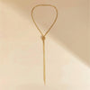 Goldtone Bolo Style Necklace - White