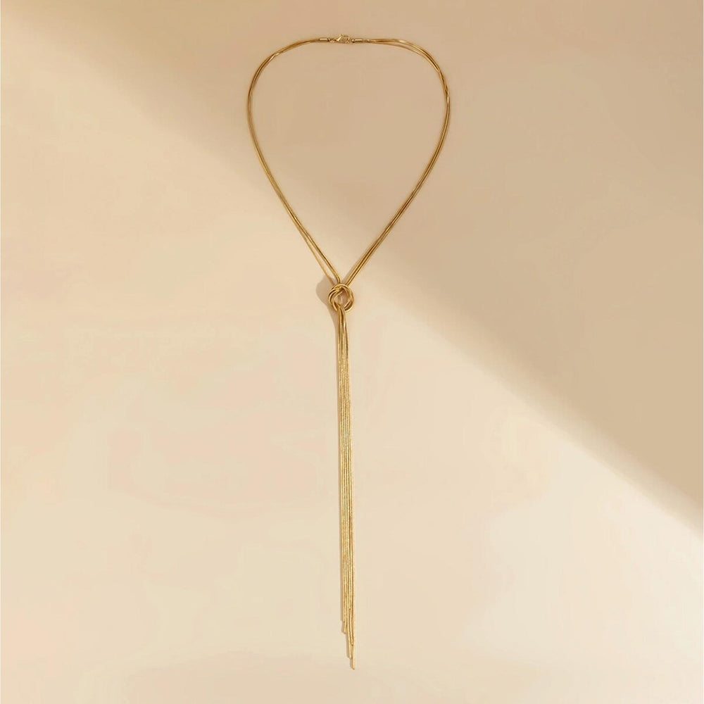 Goldtone Bolo Style Necklace - White