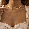 Goldtone Braided Necklace - White