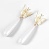 Goldtone Butterfly Elongated Imitation Pearl Earrings