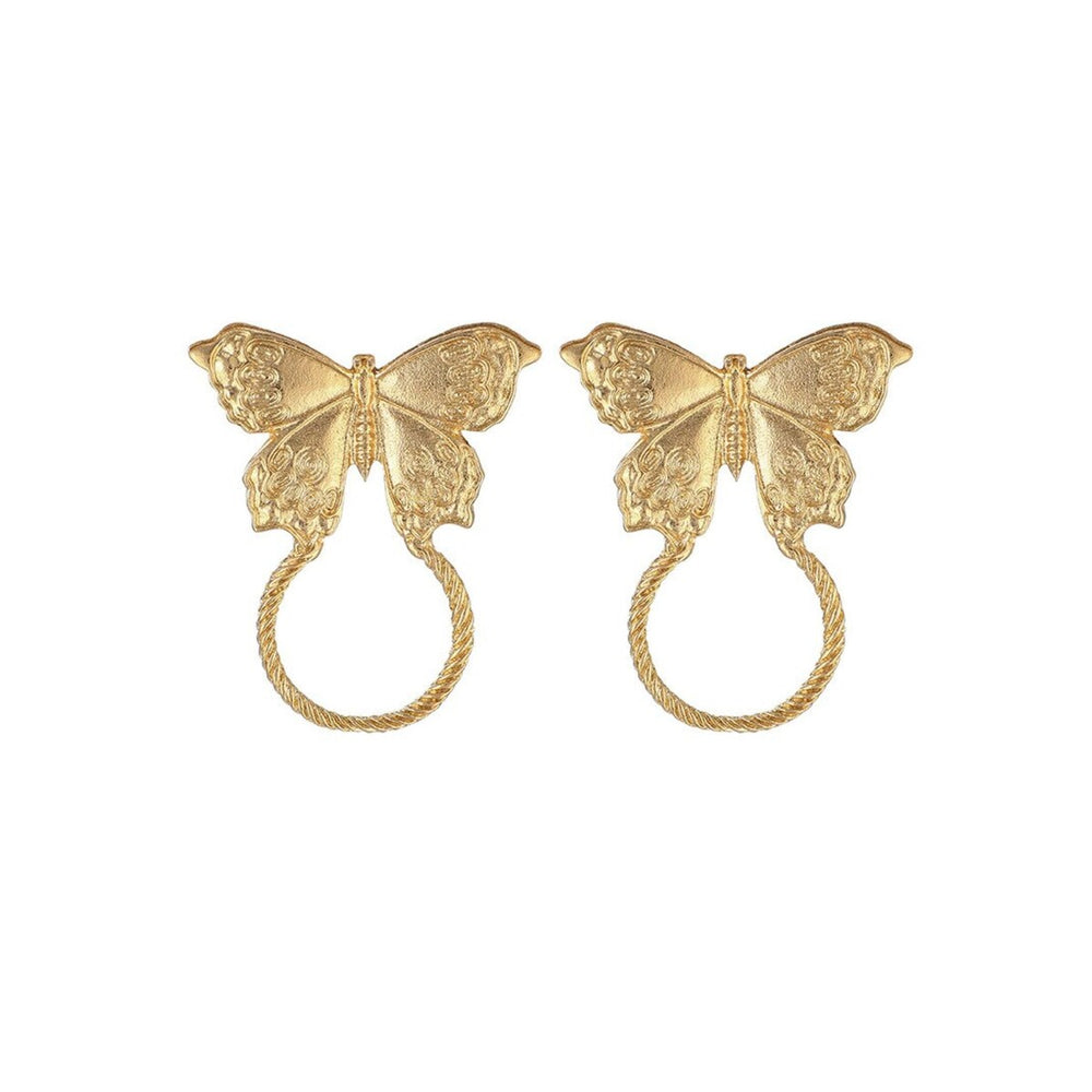 Goldtone Butterfly Open Circle Earrings