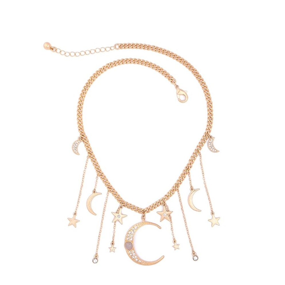 Goldtone Celestial Statement Necklace - White