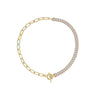 Goldtone Chain Link Baguette Crystal Necklace - White